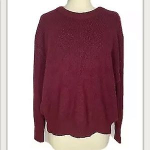 Elodie Knit Sweater Crew Neck Red Burgundy XL